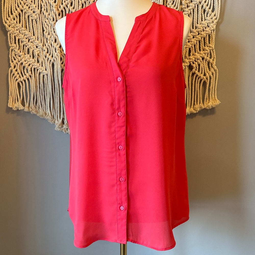 Adrianna Papell Vibrant Pink Sleeveless Blouse